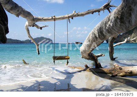 ブランコと海の風景 父島 の写真素材