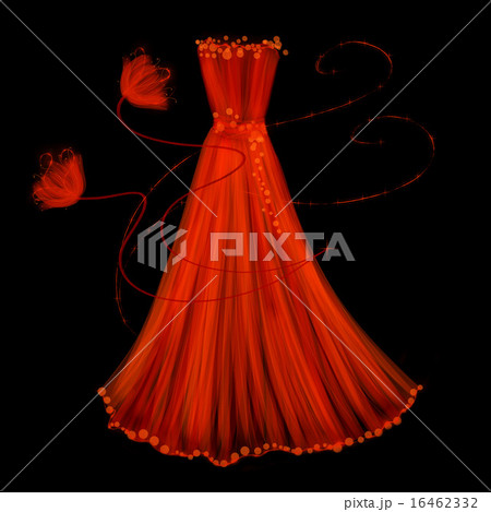 Evening red dress on a black background 16462332