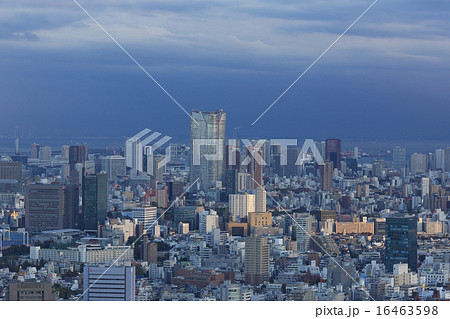 東京都市風景 新宿高層ビルから望む 六本木 浜松町 台場 東京湾方面の写真素材