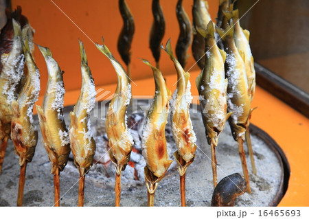 鮎の塩焼き かずら橋 炭火の写真素材