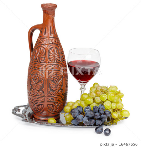 Still life - clay jug and glass of red wine Still life - clay jug and glass of red wine 16467656