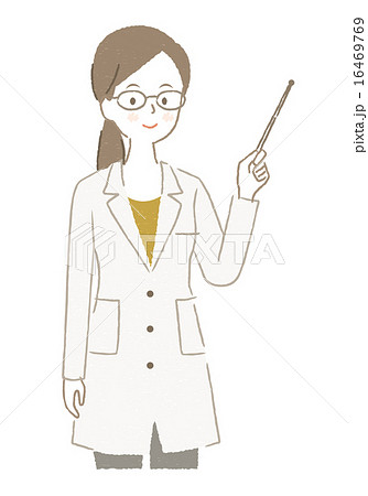 白衣を着た女性イラスト 指し棒 のイラスト素材