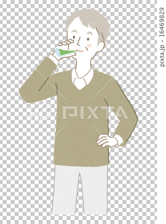 飲料を飲む男性イラストのイラスト素材