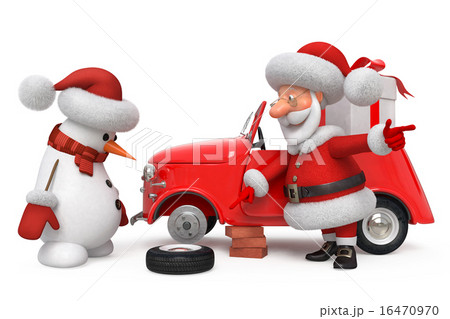 3d Santa Claus by car 16470970