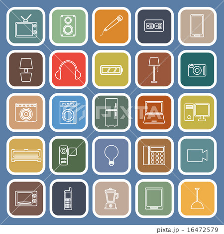 Electrical machine line flat icons on blue Electrical machine line flat icons on blue 16472579