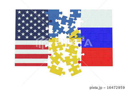 puzzles of Ukraine, Russia and USA flags 16472959