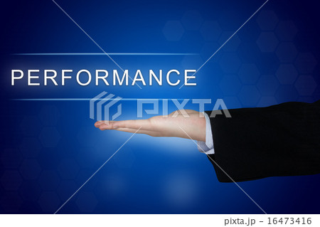 performance button on blue background 16473416