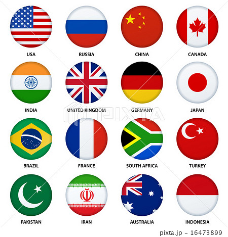 Set of round flags buttons - 1 16473899