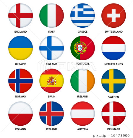 Set of round flags buttons - 2 16473900