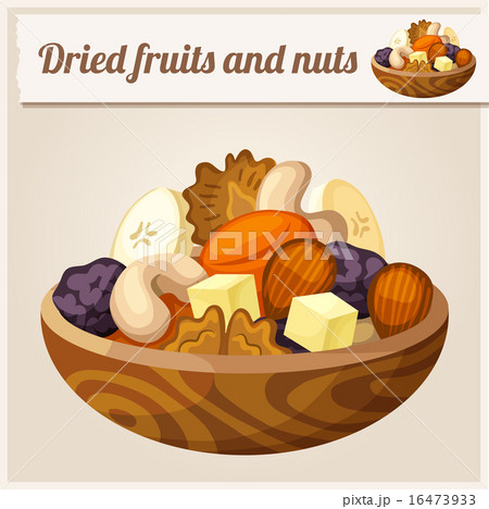 Detailed Icon. Dried fruits and nuts. 16473933