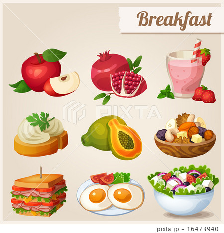 Set of different food icons. Breakfast.   16473940