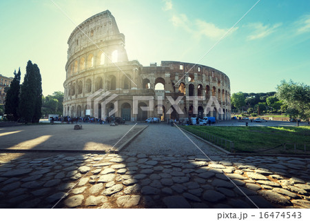 Colosseum in Rome and morning sun, Italy 16474543