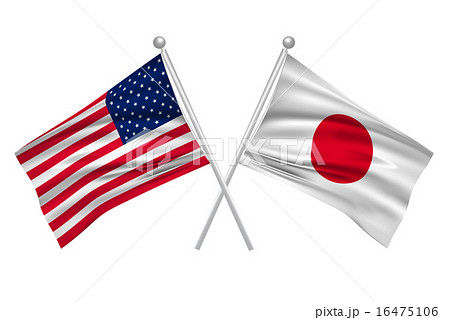 日本 アメリカ 国旗 のイラスト素材