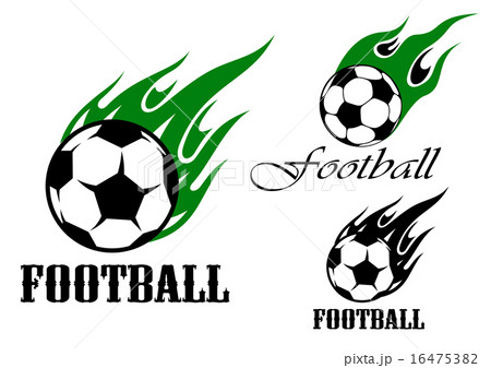 Football sports emblems with flaming ball 16475382