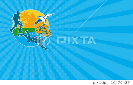 Business card Hiker Scuba Diver Island Tropicbird  16476487