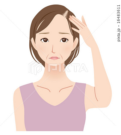 薄毛に悩む女性　中年 16483611