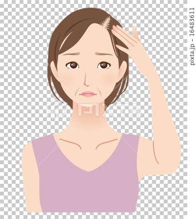 薄毛に悩む女性　中年 16483611