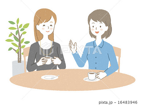 お茶をする女性イラストのイラスト素材