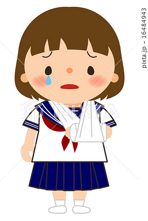 夏のセーラー服を着た女の子_骨折 16484943