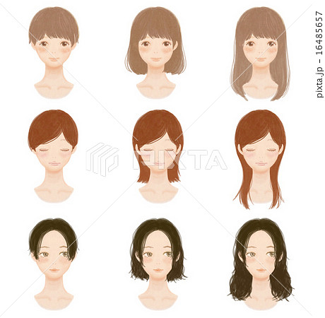 女の子の髪型 Hairstyle Collectionのイラスト素材 16485657 Pixta