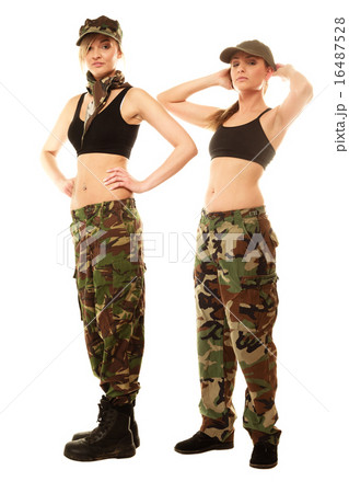 two women in military clothes army girls isolated two women in military clothes army girls isolated 16487528