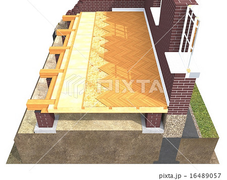 Cross section of brick house 16489057