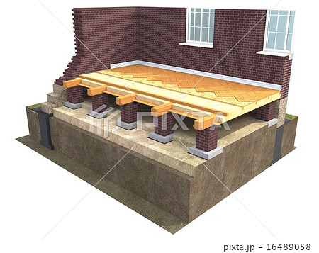 Cross section of brick house 16489058