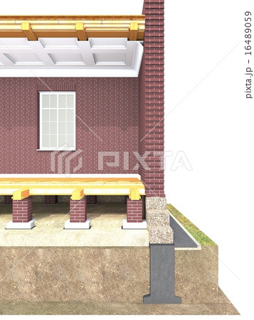 Cross section of brick house 16489059