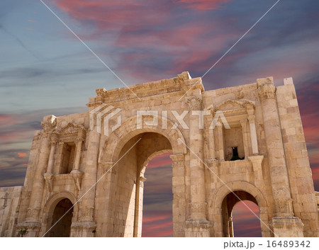 Arch of Hadrian in Gerasa (Jerash)-- Jordan 16489342