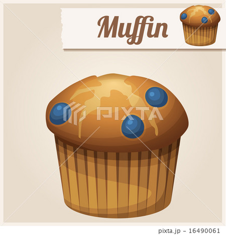 Muffin with blueberry. Detailed Vector Icon Muffin with blueberry. Detailed Vector Icon 16490061