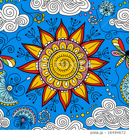 vector seamless sunny floral pattern 16494672