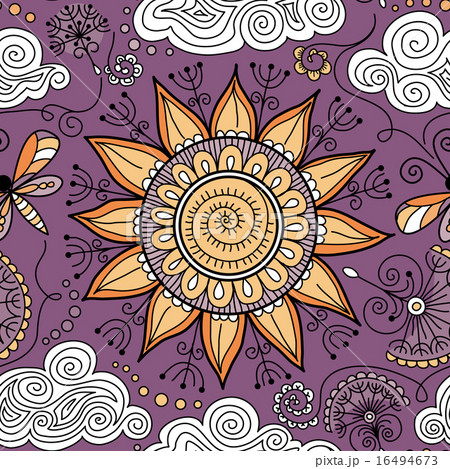 vector seamless sunny floral pattern 16494673