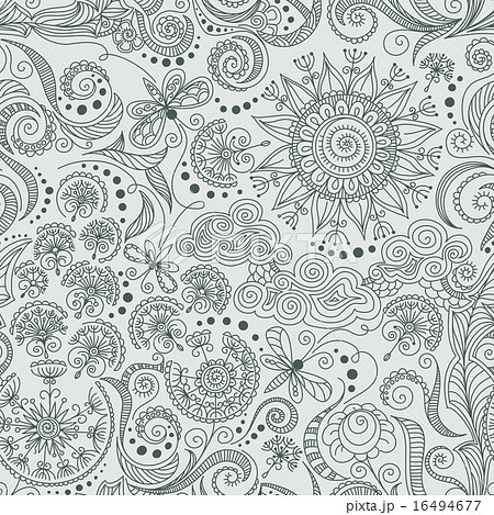 vector seamless black and red floral pattern 16494677