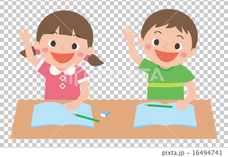 子供の勉強　手をあげる 16494741