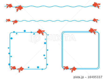 金魚のフレーム 正方形 罫線のイラスト素材