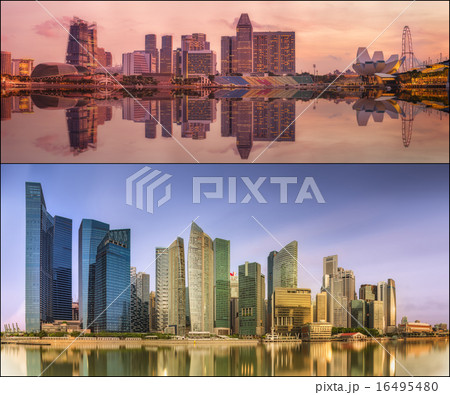 Set of Singapore Skyline and view in Marina Bay 16495480