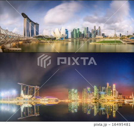Set of Singapore Skyline and view in Marina Bay Set of Singapore Skyline and view in Marina Bay 16495481