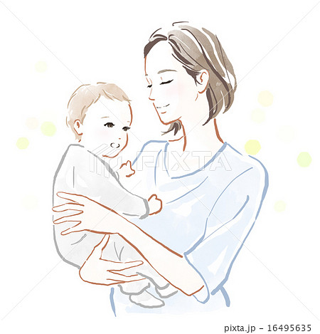 赤ちゃんとお母さんのイラスト素材 16495635 Pixta