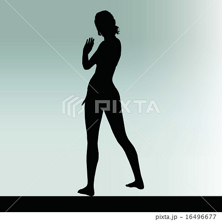 woman silhouette with hand gesture greetのイラスト素材 [16496677] - PIXTA