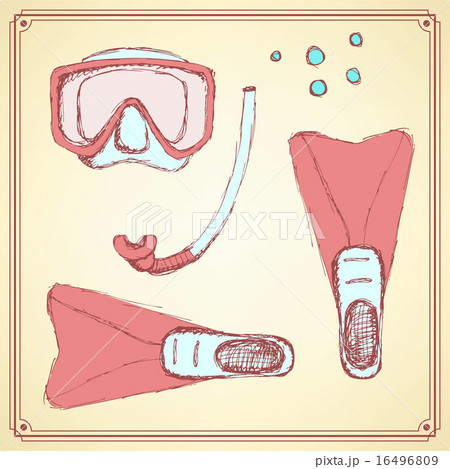 Sketch diving set in vintage style Sketch diving set in vintage style 16496809
