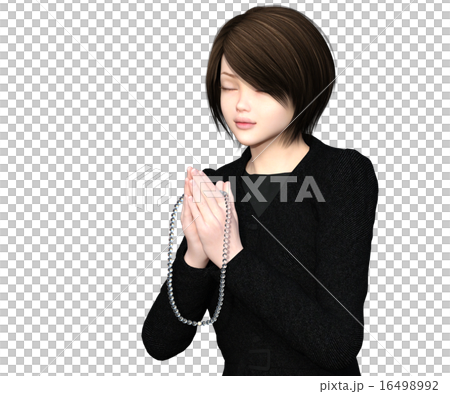 喪服で手を合わせる女性 perming 3DCGイラスト素材 喪服で手を合わせる女性 perming 3DCGイラスト素材 16498992