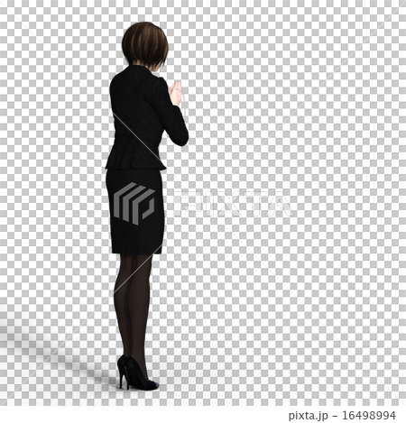 喪服で手を合わせる女性　perming 3DCGイラスト素材 16498994