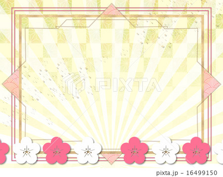 冬 年賀 梅 和風アールデコ背景のイラスト素材
