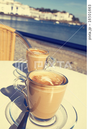 caffe macchiato in the seafront of Cadaques, Spain caffe macchiato in the seafront of Cadaques, Spain 16501663