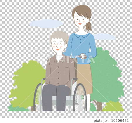 Illustrated walking with wheelchair 1 - Stock Illustration [16506421 ...