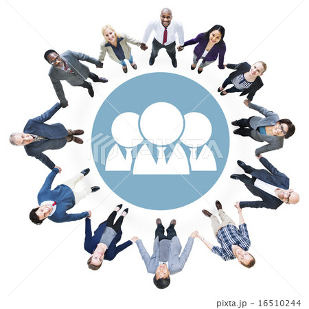 Cheerful Business People Holding Hands Forming a Circle 16510244