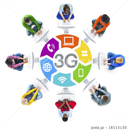 Diverse People in a Circle Using Computer with 3G Concept 16513130