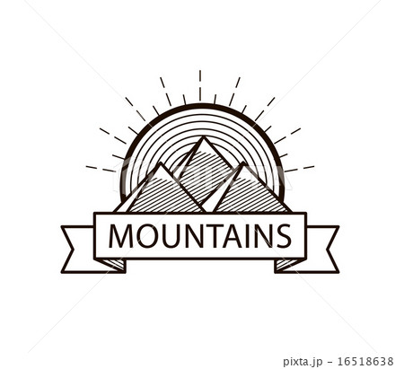 Vector Mountains Line Hipster Logo Icon Badge のイラスト素材