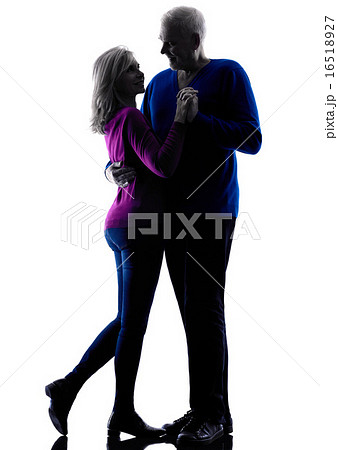 couple senior lovers dancing silhouette 16518927