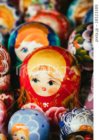 Colorful Russian Nesting Dolls Matrioshka At Market 16523389